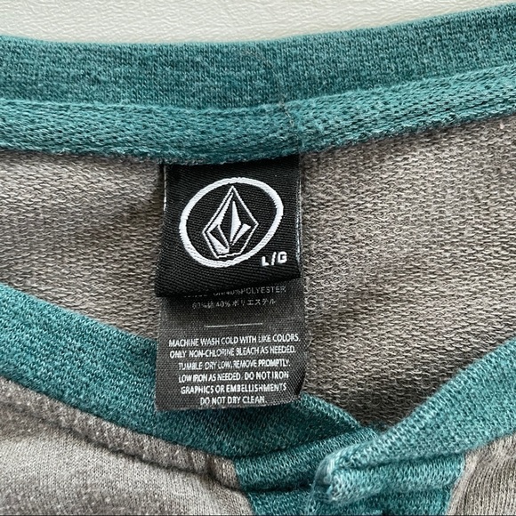 Volcom Color Block Long Sleeve Henley Shirt L - Picture 2 of 7